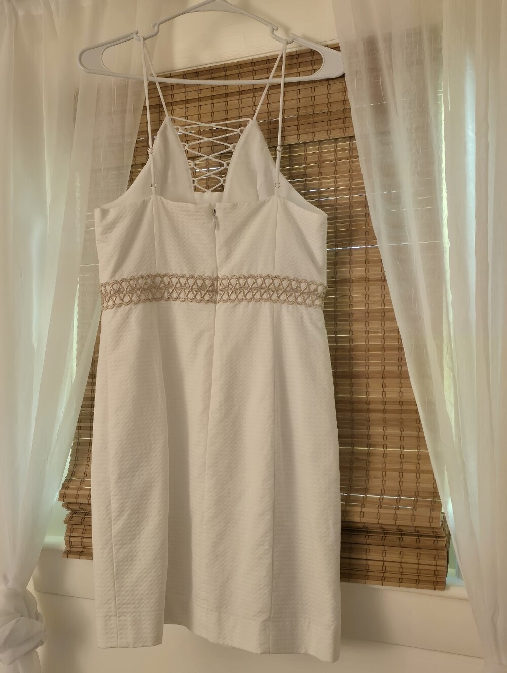 Lilly Pulitzer White Lace-Up Back Dress Size 6 Bridal Shower Rehearsal Dinner - Picture 4 of 6